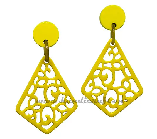 Horn & Lacquer Earrings HD30339, handmade buffalo horn jewelry