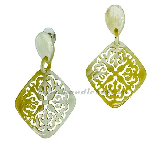 Horn Earrings HD30353, handmade natural buffalo horn jewelry from Vietnam