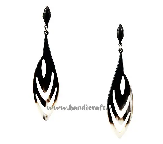 Horn Earrings HD30359, handmade natural buffalo horn jewelry from Vietnam