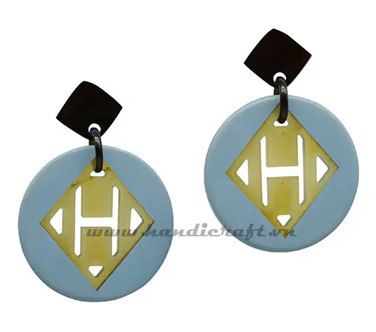 Horn & Lacquer Earrings HD30390, handmade buffalo horn jewelry