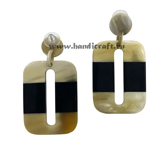 Horn & Lacquer Earrings HD30396, handmade buffalo horn jewelry