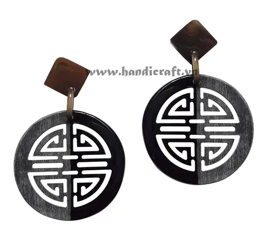 Horn Earrings HD30410, handmade natural buffalo horn jewelry from Vietnam