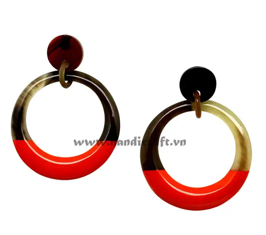 Horn & Lacquer Earrings HD30421, handmade buffalo horn jewelry