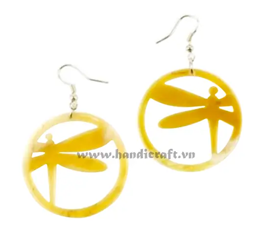 Horn & Lacquer Earrings HD30422, handmade natural buffalo horn + vietnamese lacquer jewelry from Vietnam
