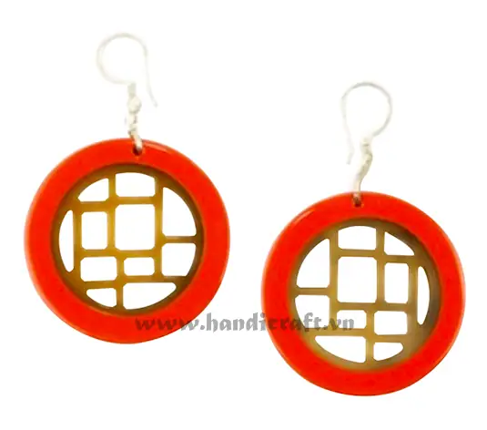 Horn & Lacquer Earrings HD30423, handmade buffalo horn jewelry