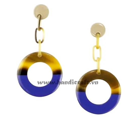 Horn & Lacquer Earrings HD30425, handmade buffalo horn jewelry