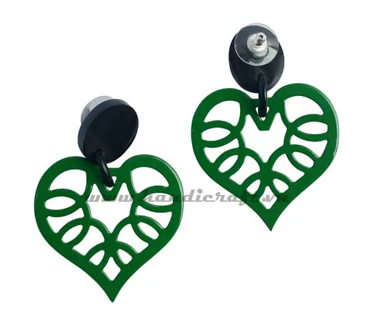 Horn & Lacquer Earrings HD30429, handmade natural buffalo horn + vietnamese lacquer jewelry from Vietnam