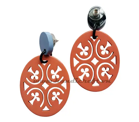 Horn & Lacquer Earrings HD30433, handmade buffalo horn jewelry