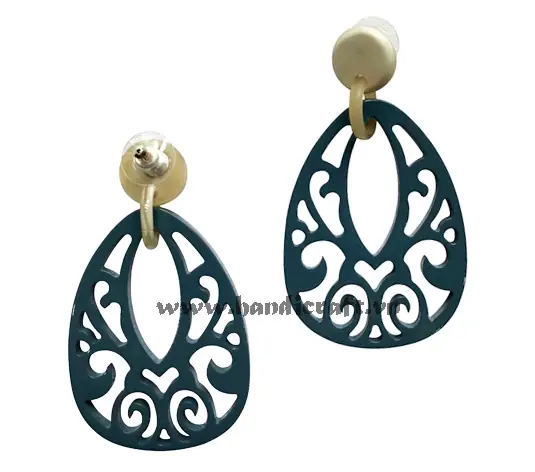 Horn & Lacquer Earrings HD30439, handmade buffalo horn jewelry