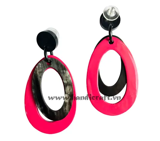 Horn & Lacquer Earrings HD30440, handmade buffalo horn jewelry