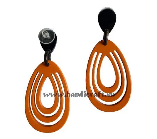 Horn & Lacquer Earrings HD30441, handmade buffalo horn jewelry