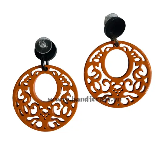Horn & Lacquer Earrings HD30443, handmade buffalo horn jewelry