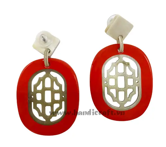 Horn & Lacquer Earrings HD30448, handmade buffalo horn jewelry