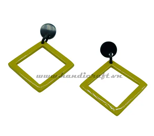 Horn & Lacquer Earrings HD30449, handmade natural buffalo horn + vietnamese lacquer jewelry from Vietnam
