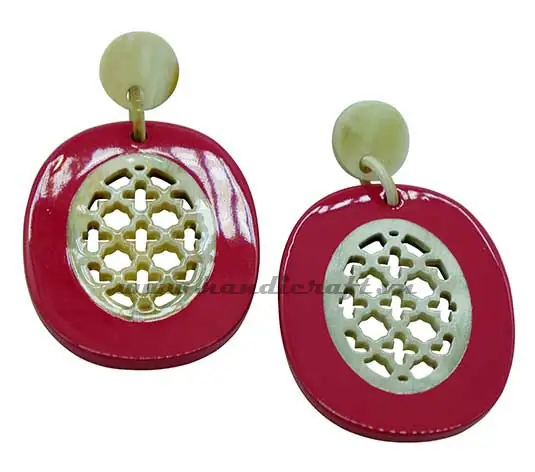 Horn & Lacquer Earrings HD30452, handmade buffalo horn jewelry