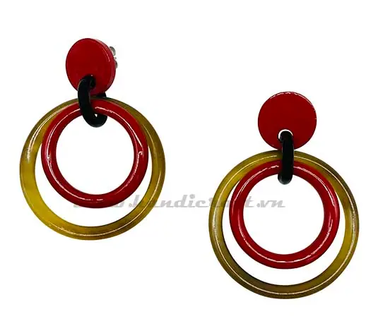 Horn & Lacquer Earrings HD30457, handmade buffalo horn jewelry