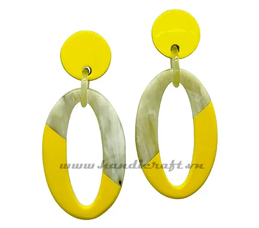 Horn & Lacquer Earrings HD30463, handmade buffalo horn jewelry