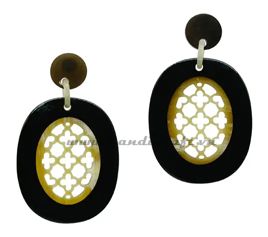 Horn & Lacquer Earrings HD30467, handmade buffalo horn jewelry
