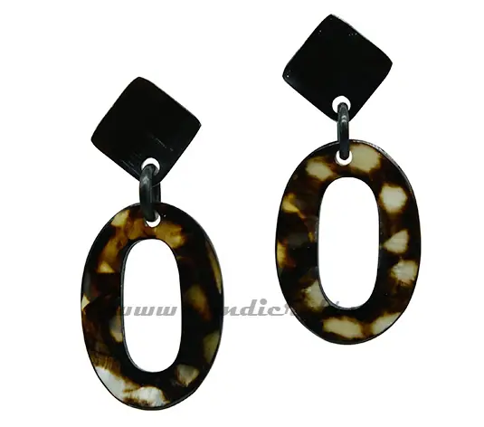 Horn Earrings HD30469, handmade natural buffalo horn jewelry from Vietnam