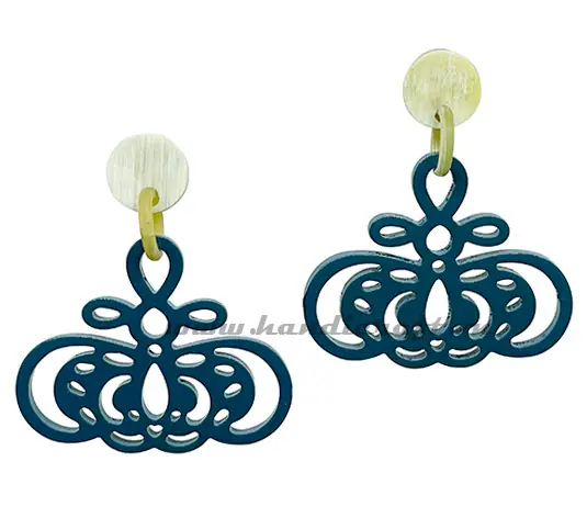 Horn & Lacquer Earrings HD30473, handmade buffalo horn jewelry