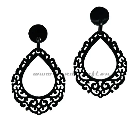 Black Horn Earrings HD30479, handmade buffalo horn jewelry
