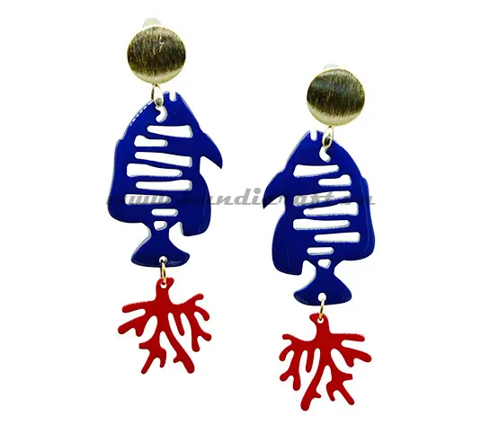 Horn & Lacquer Earrings HD30483, handmade buffalo horn jewelry