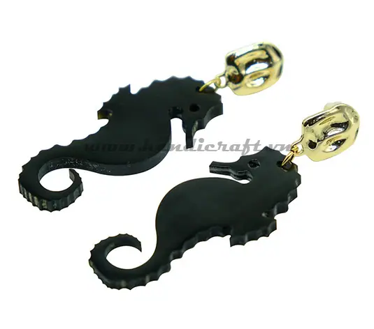 Black Horn Earrings HD30485, handmade buffalo horn jewelry