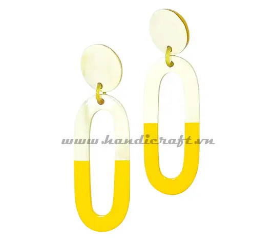 Horn & Lacquer Earrings HD30492, handmade natural buffalo horn + vietnamese lacquer jewelry from Vietnam