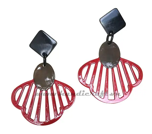 Horn & Lacquer Earrings HD30493, handmade buffalo horn jewelry