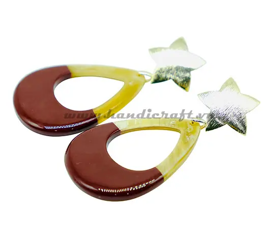 Horn & Lacquer Earrings HD30506, handmade buffalo horn jewelry
