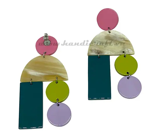 Horn & Lacquer Earrings HD30508, handmade buffalo horn jewelry