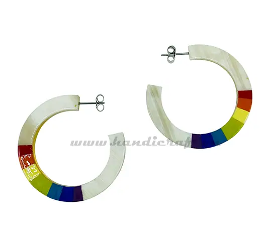 Horn & Lacquer Earrings HD30509, handmade buffalo horn jewelry
