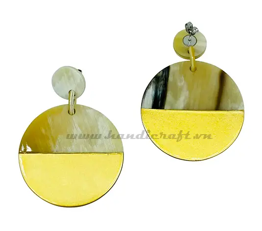 Horn & Lacquer Earrings HD30510, handmade natural buffalo horn + vietnamese lacquer jewelry from Vietnam