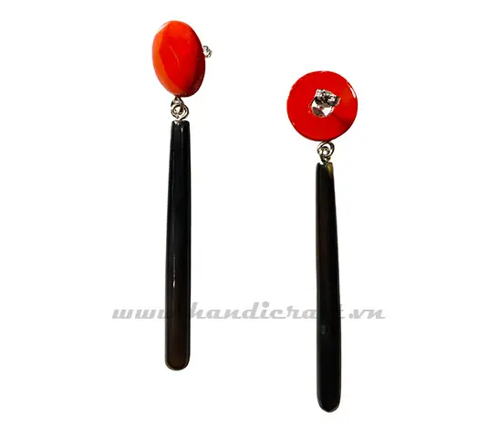 Horn & Lacquer Earrings HD30513, handmade buffalo horn jewelry