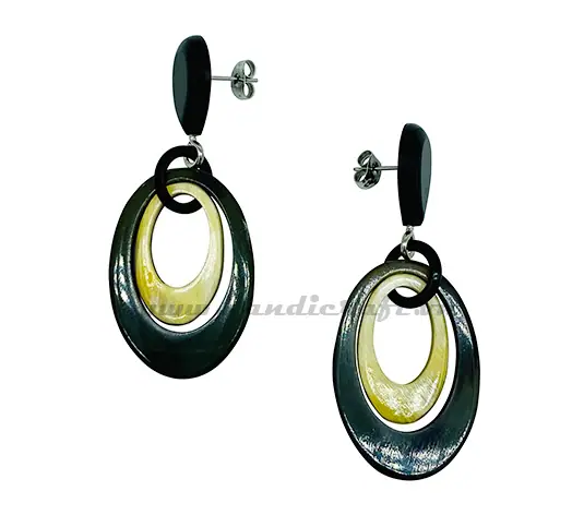 Natural Horn Earrings HD30514, handmade buffalo horn jewelry