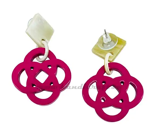 Horn & Lacquer Earrings HD30519, handmade natural buffalo horn + vietnamese lacquer jewelry from Vietnam