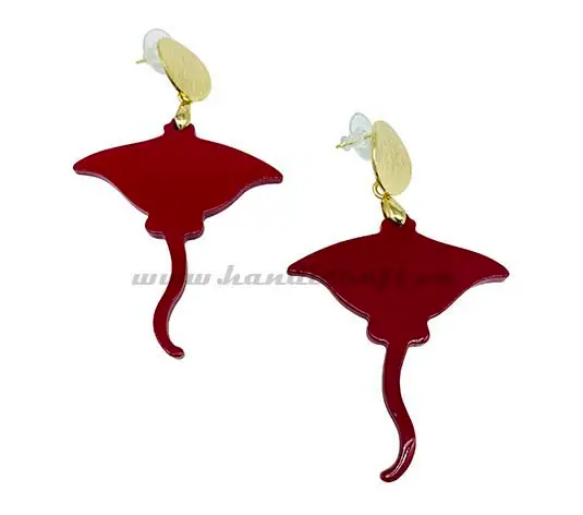 Horn & Lacquer Earrings HD30521, handmade buffalo horn jewelry
