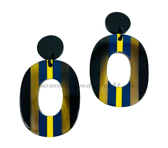Horn and Lacquer Earrings HD30524, handmade buffalo horn jewelry