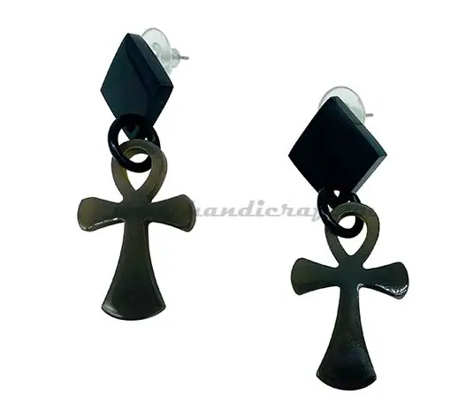 Natural Horn Earrings HD30529, handmade buffalo horn jewelry