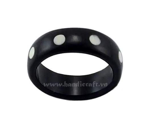 Horn with Seashell Carved Ring HD40083, handmade buffalo horn jewelry