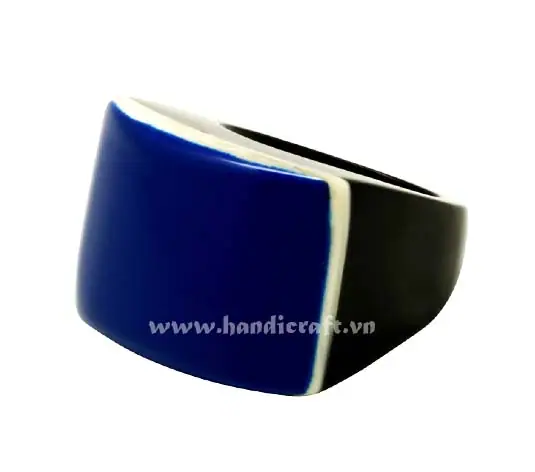 Horn & Lacquer Ring HD40112, handmade natural buffalo horn + vietnamese lacquer jewelry from Vietnam